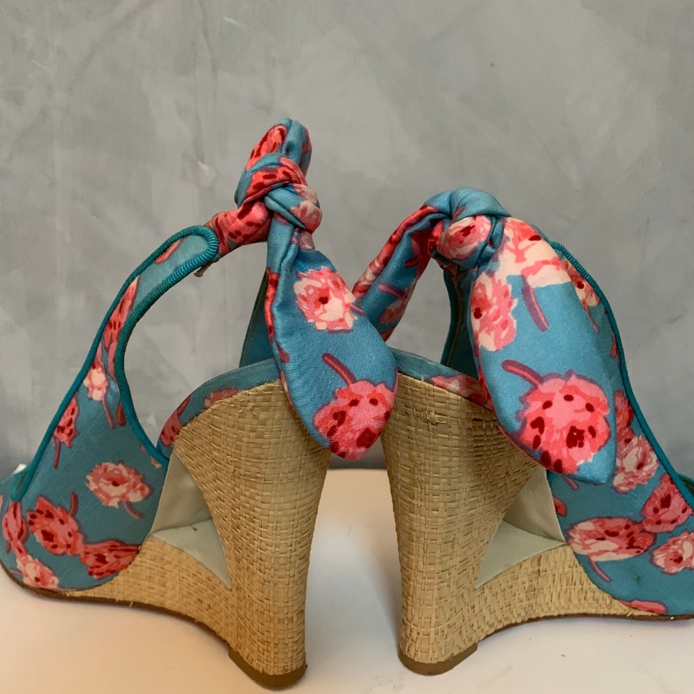 Betsey Johnson Floral Peep Toe Wedges - Picture 7 of 10